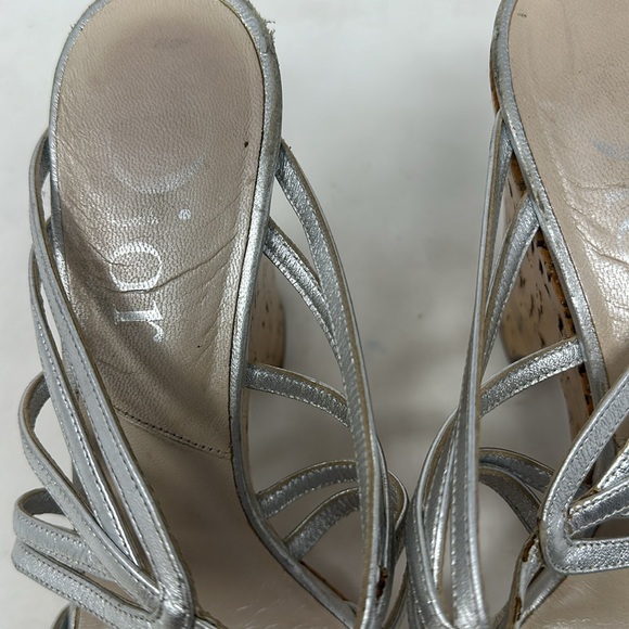 Dior Metallic Silver Wedge Platform Slide Sandals Size 39 - Picture 4 of 15